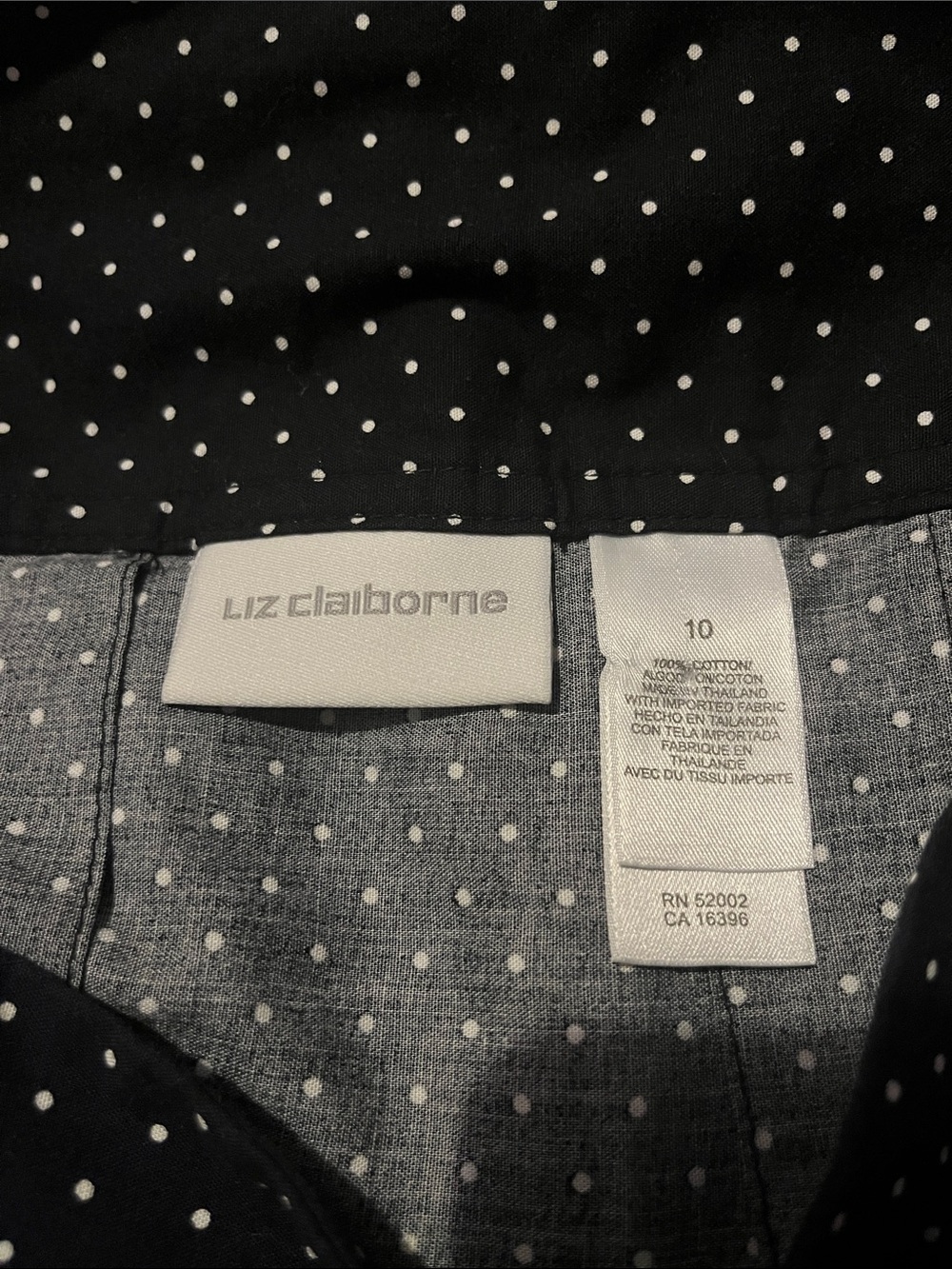 Liz Claiborne Black and White Polka Dot Skater Skirt with Figurine Border - Picture 2 of 4